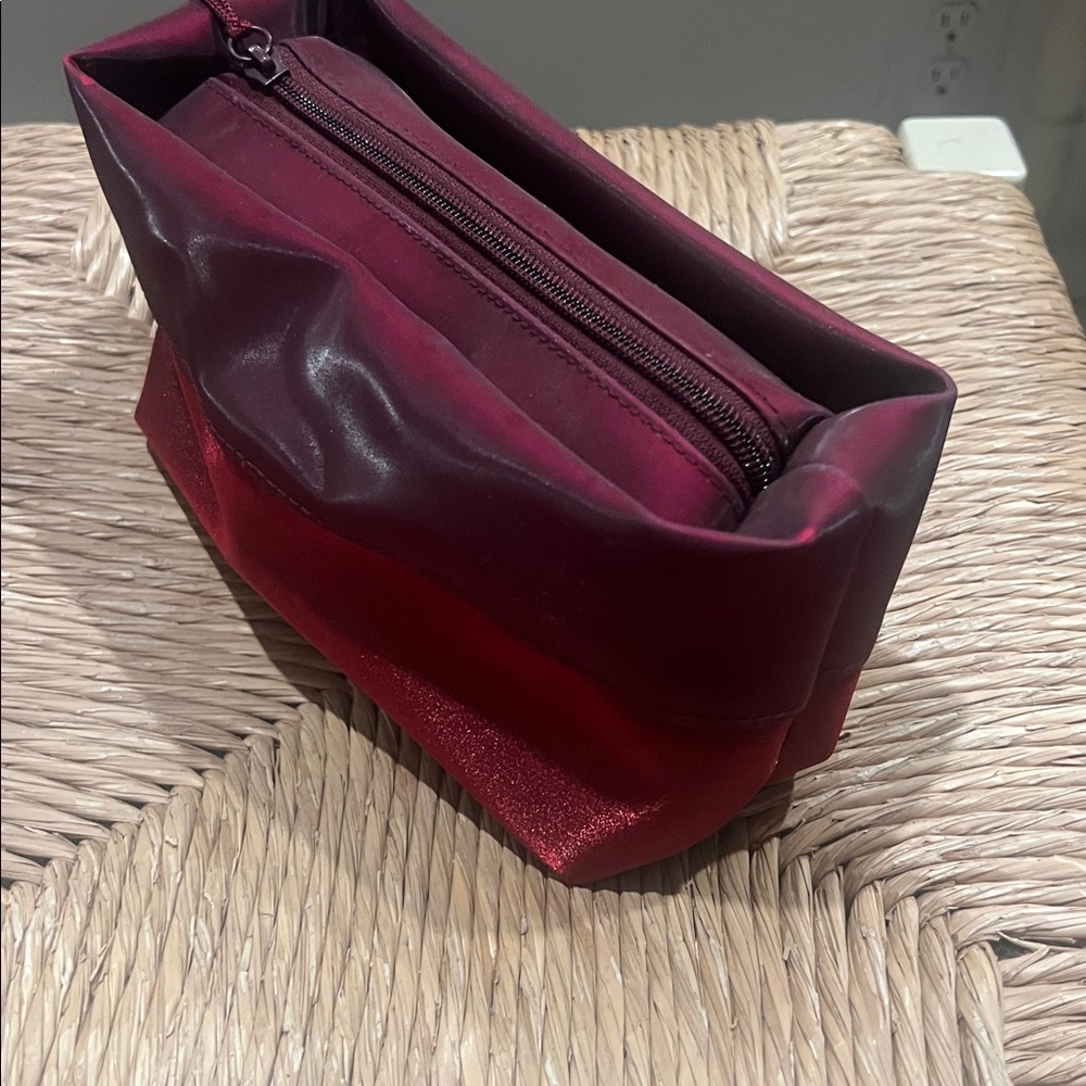 Yves Saint Laurent Burgundy Leather Cosmetic Pouch